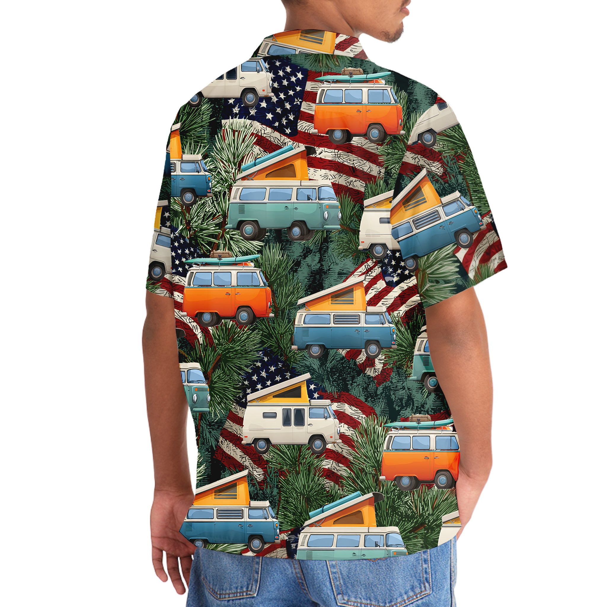 America Pop-Up Camper Car Hawaiian Shirt