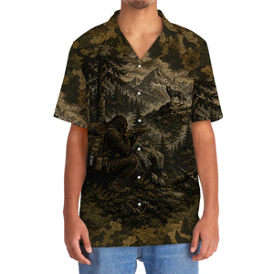 Bigfoot Wolf Hunting Camouflage Funny Hawaiian Shirt
