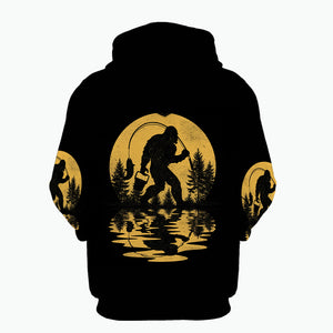 Bigfoot Fishing Forest Vintage  All Over Print Shirt
