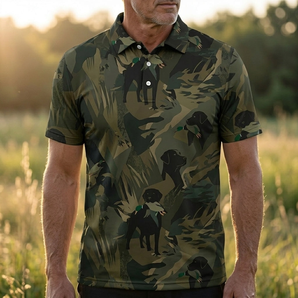 Mallard Duck Retriever Camouflage Polo Men Shirt