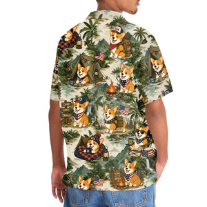 Funny Corgi Dog Camping Hawaiian Shirt