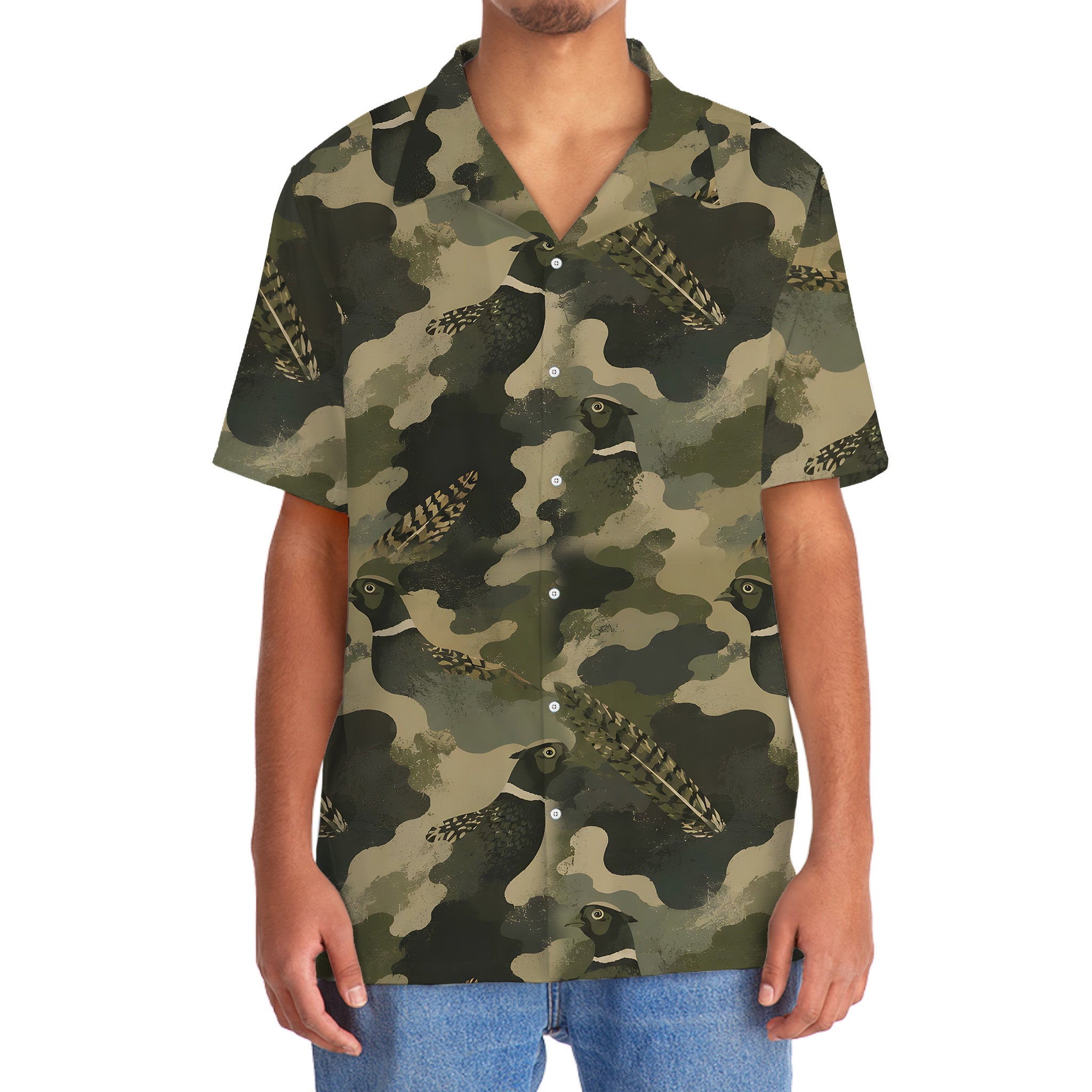 Pheasant Camouflage Ring Necked Pattern Hawaiian Shirt