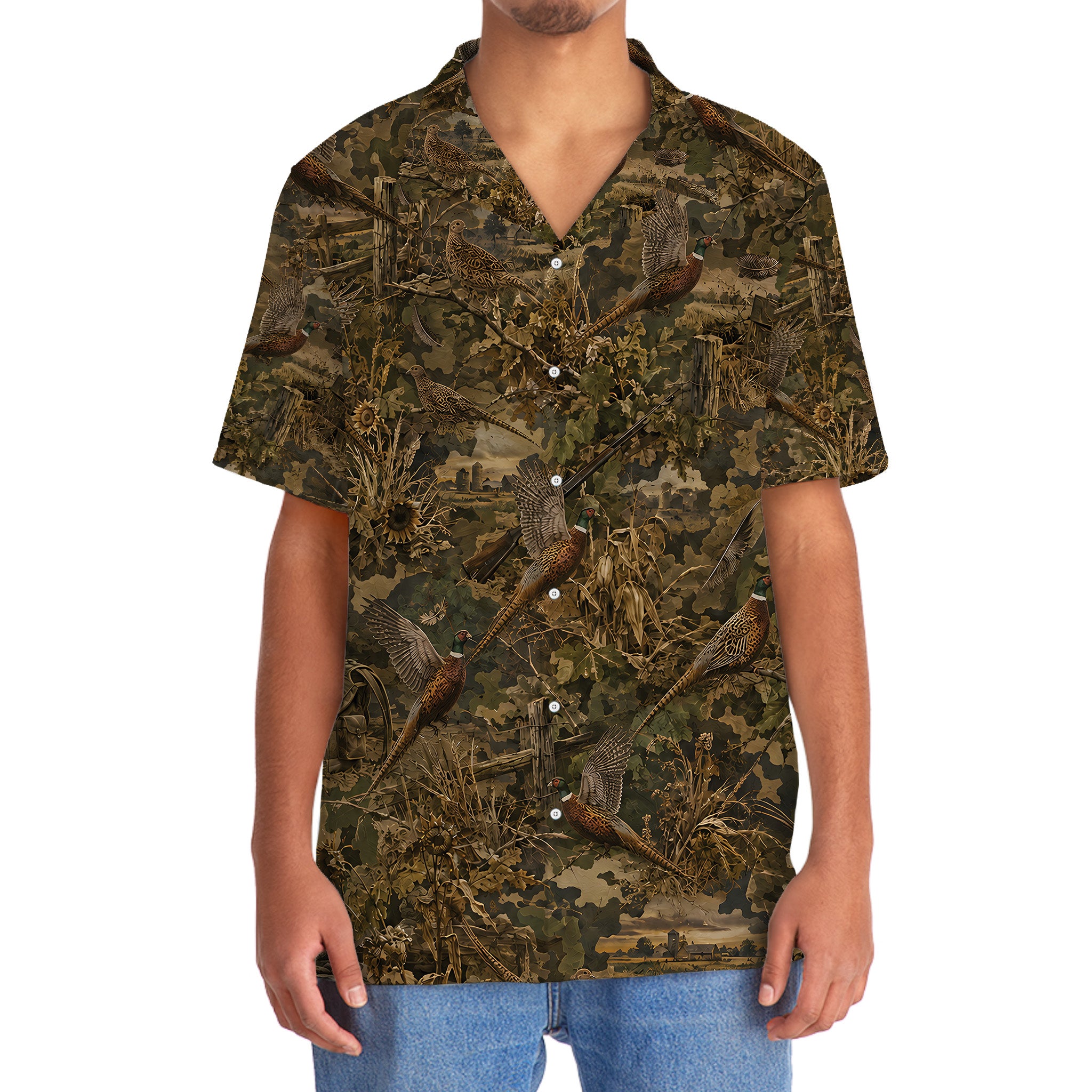 Pheasant Hunting Camo Hawaiian Shirt