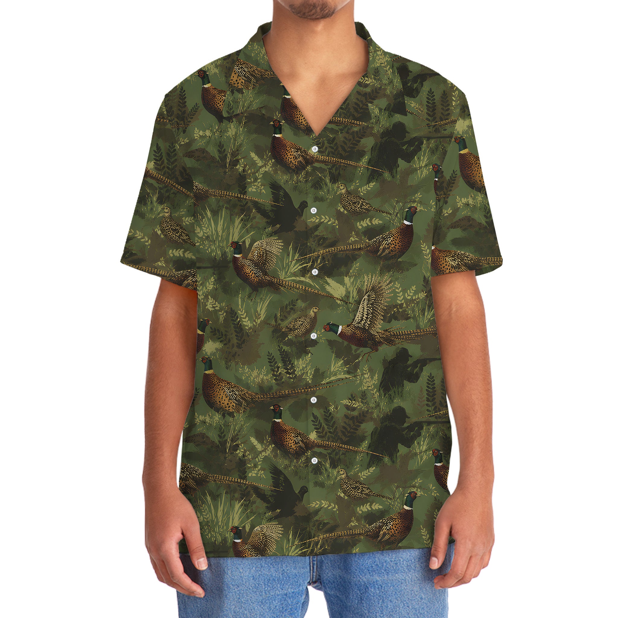 Camouflage Pheasant Hunting Pattern Hawaiian Shirt