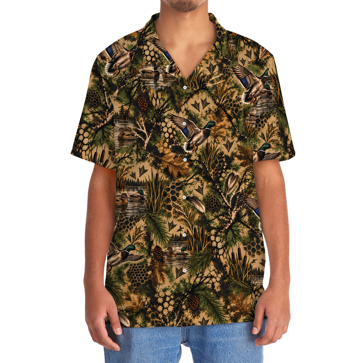 Duck Hunting Hex Camo Hawaiian Shirt