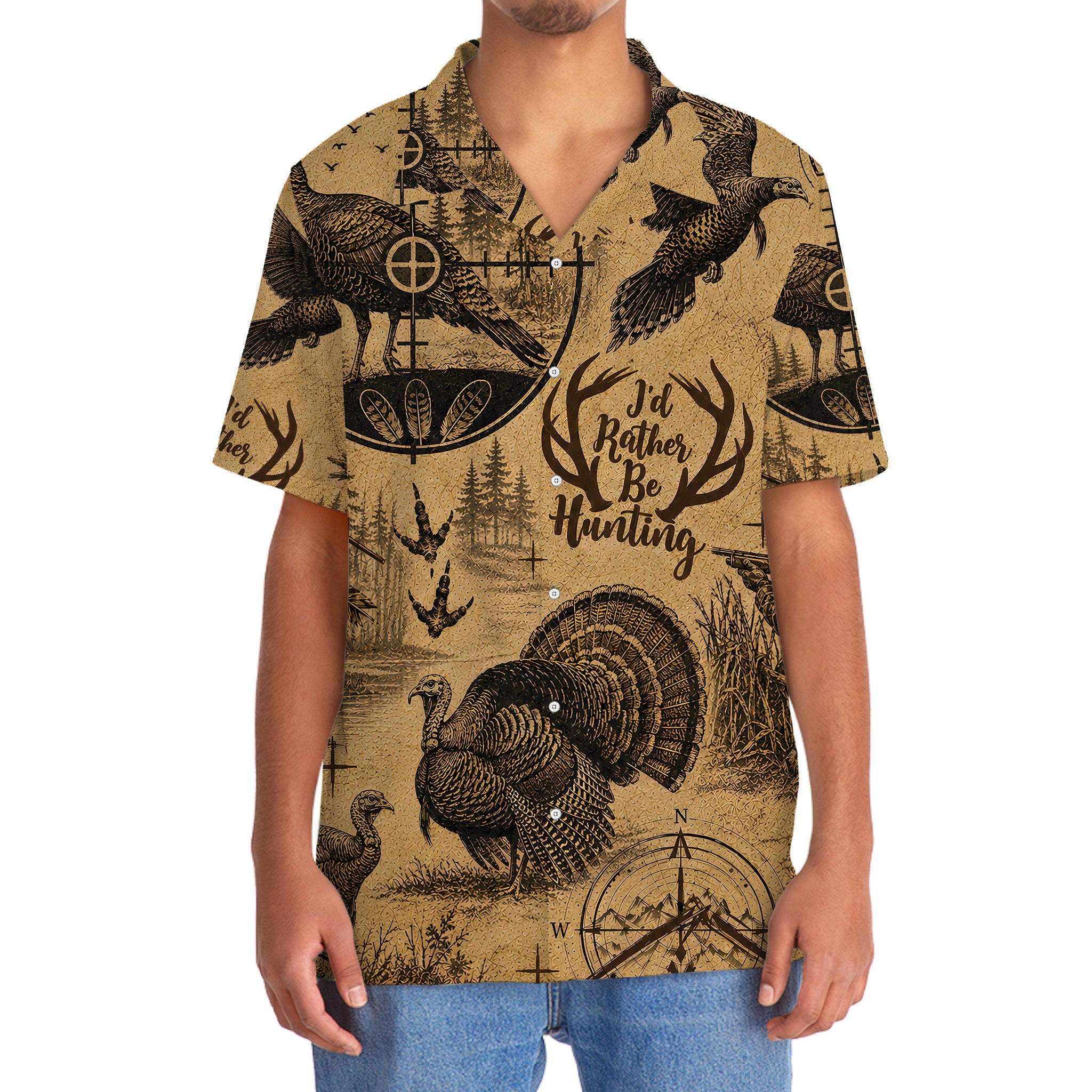 Wild Turkey I'd Rather Be Hunting Hawaiian Shirt
