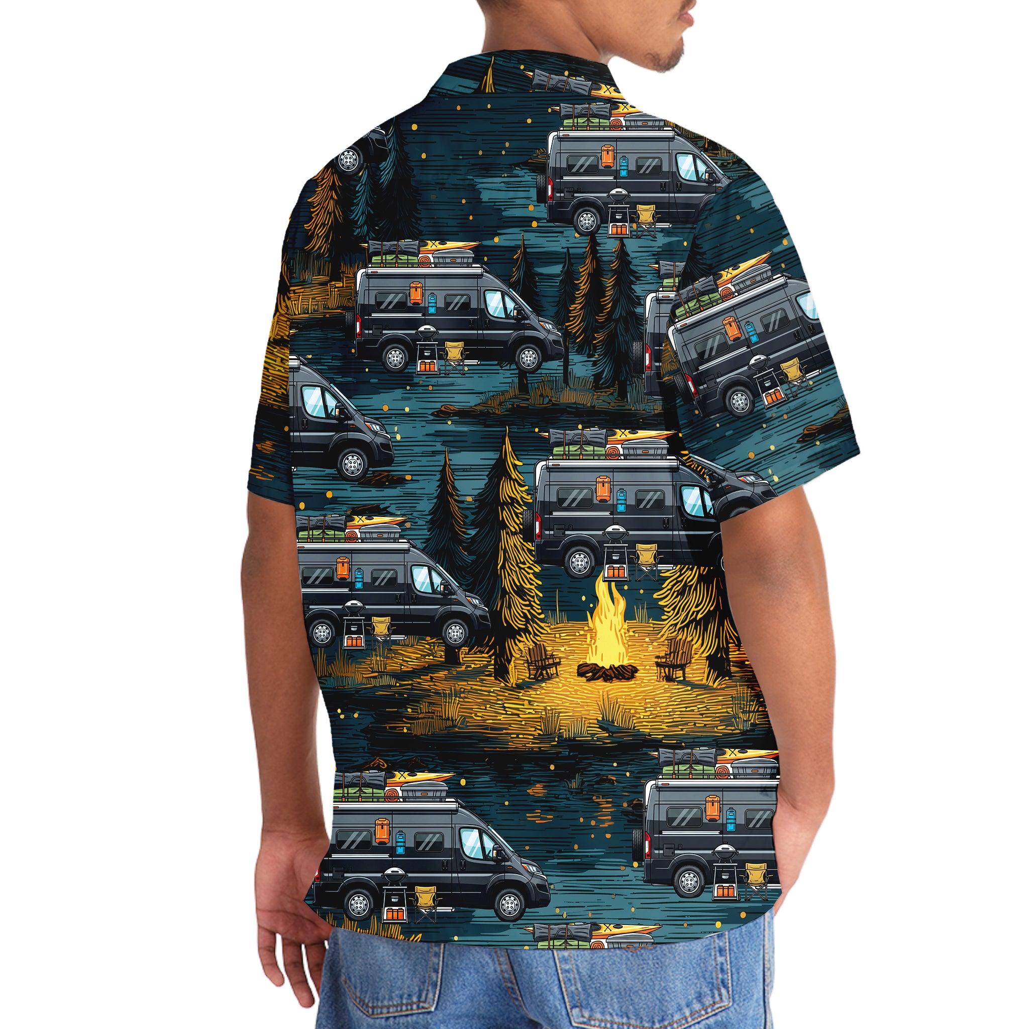 Vintage Conversion Van Camping Hawaiian Shirt