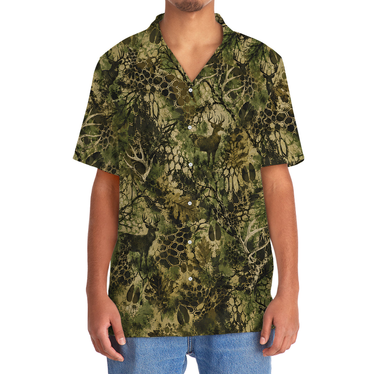 Deer Hunting Hex Camo Hawaiian Shirt