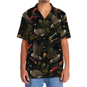 Vintage Goose Hunting Camouflage Black Hawaiian Shirt