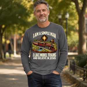 I Like Model Trains & Believe In Jesus - 6-CS2D-Charcoal