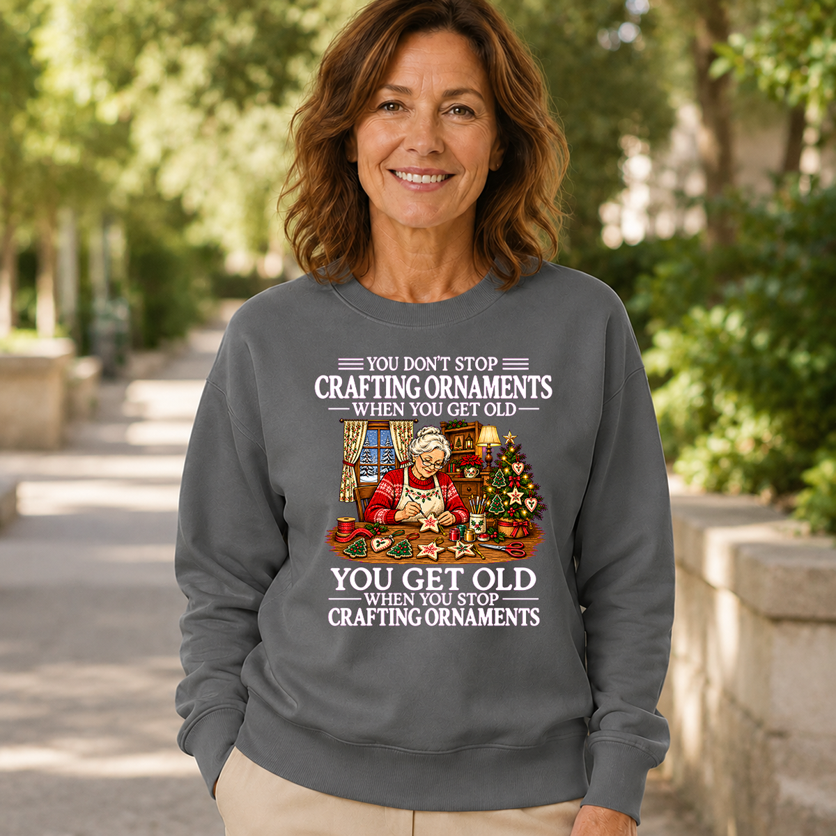 Old Woman Don't Stop Crafting Ornaments - 6-CS2D-Charcoal