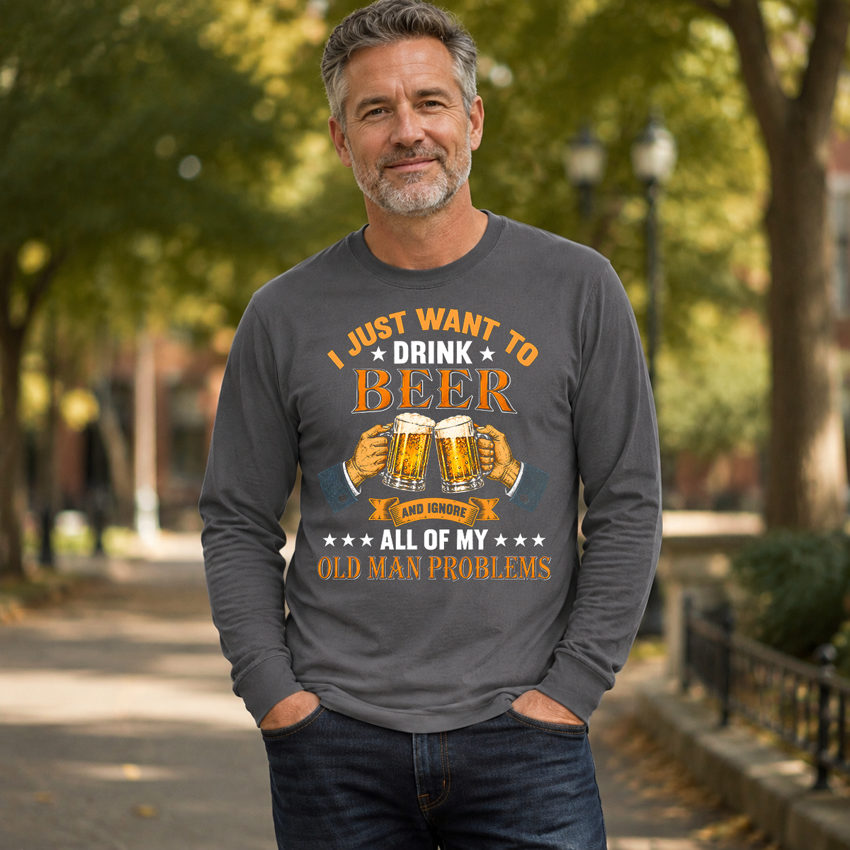 Vintage I Just Want To Drink Beer - 6-CS2D-Charcoal