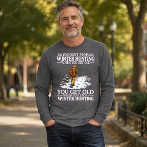 Old Man Don't Stop Winter Hunting - 6-CS2D-Charcoal