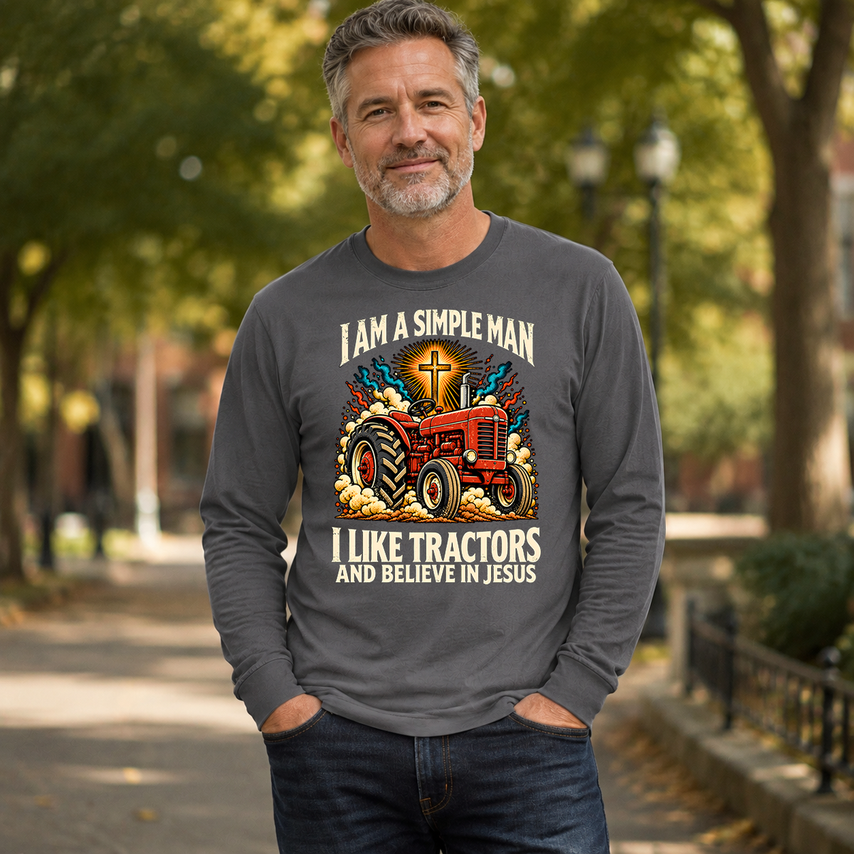 I Like Tractors & Believe In Jesus - 6-CS2D-Charcoal