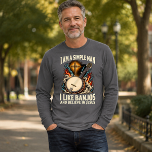 I Like Banjos & Believe In Jesus - 6-CS2D-Charcoal