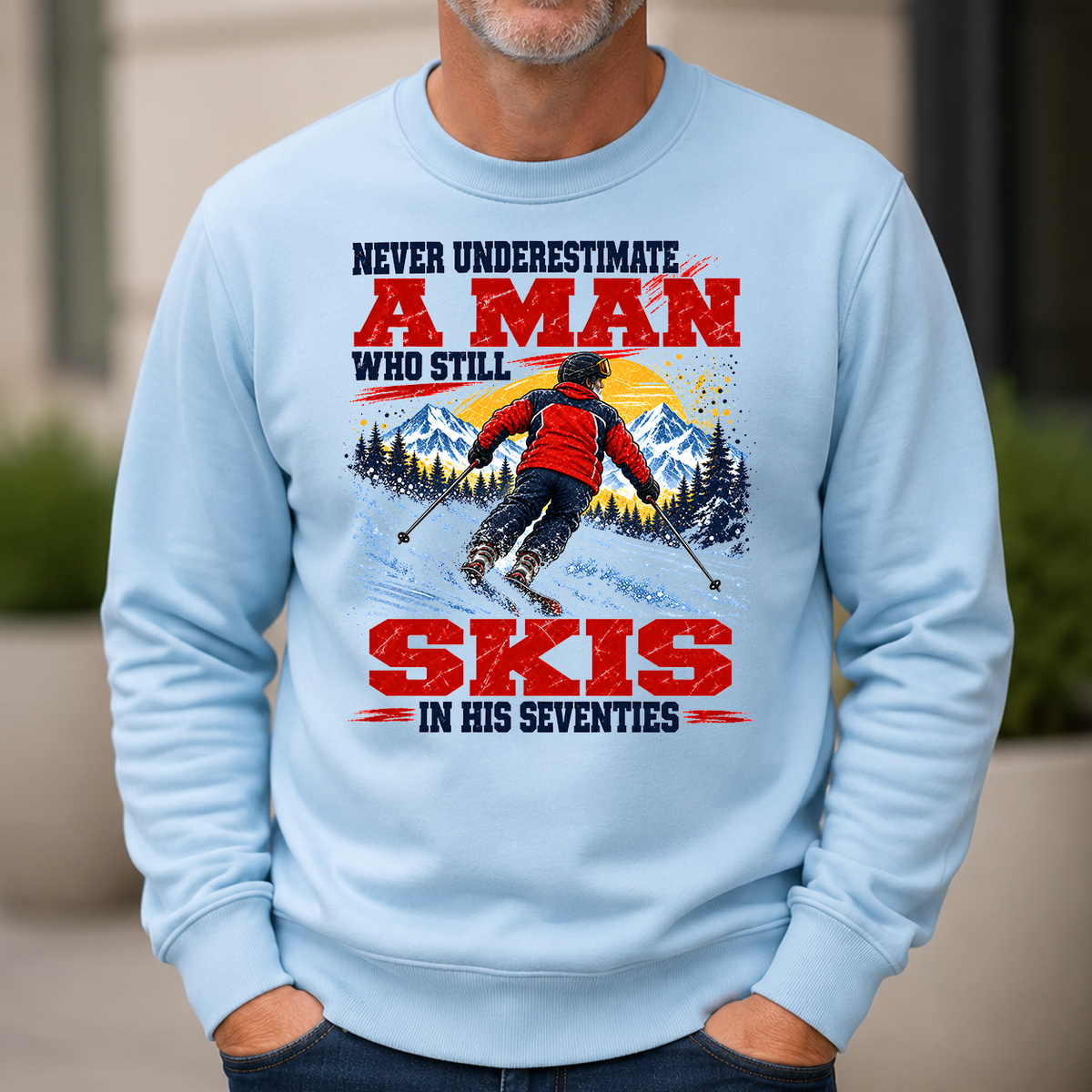A Man Still Skis In His 70s - 6-CS2D-LightBlue