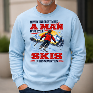 A Man Still Skis In His 70s - 6-CS2D-LightBlue