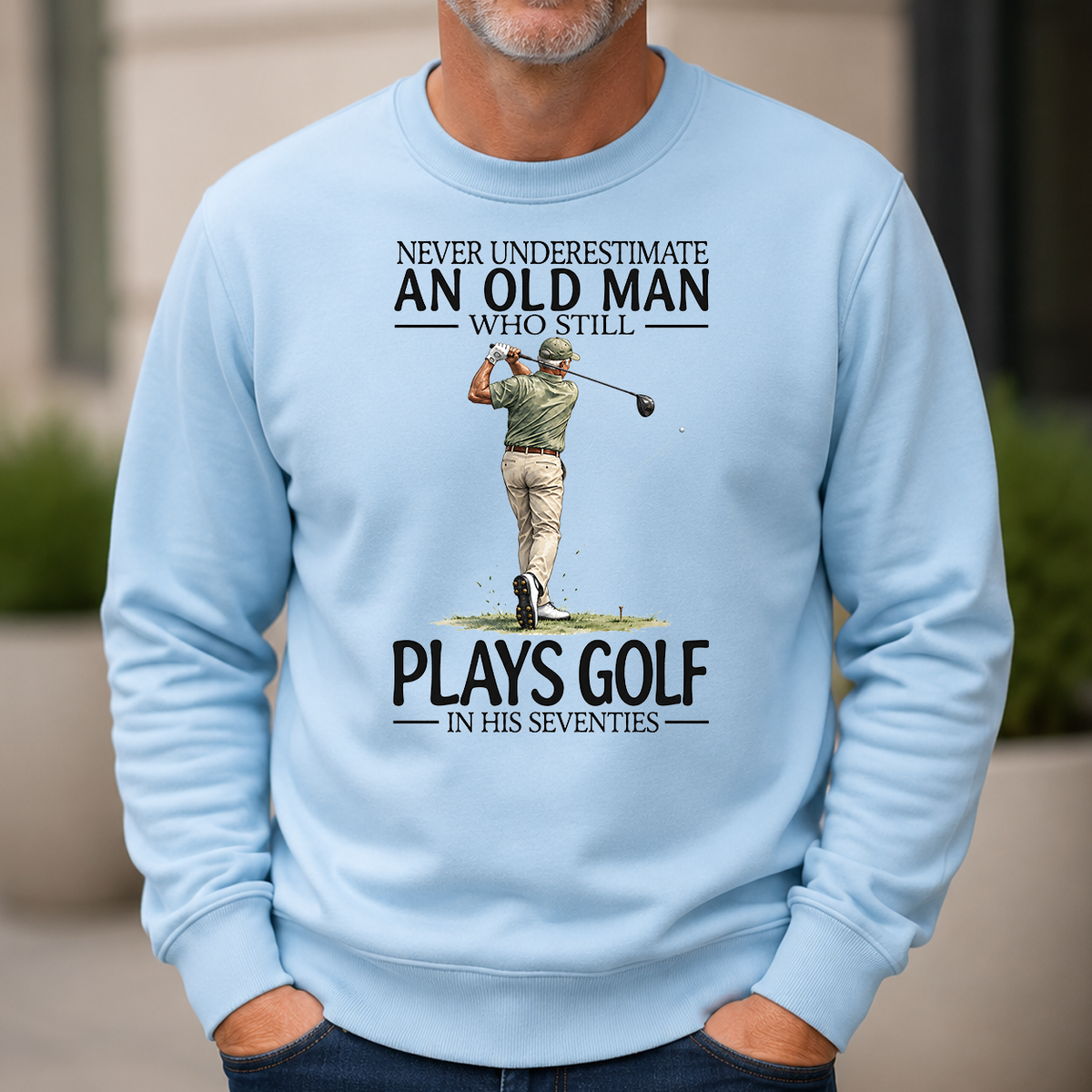 An Old Man Who Still Plays Golf In His Seventies - 6-CS2D-LightBlue
