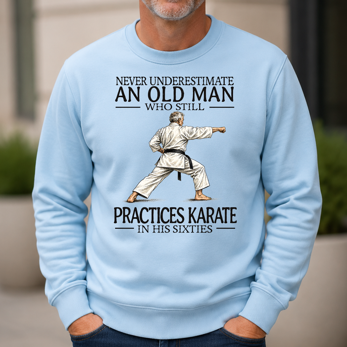 An Old Man Who Still Pratices Karate In His Sixties - 6-CS2D-LightBlue