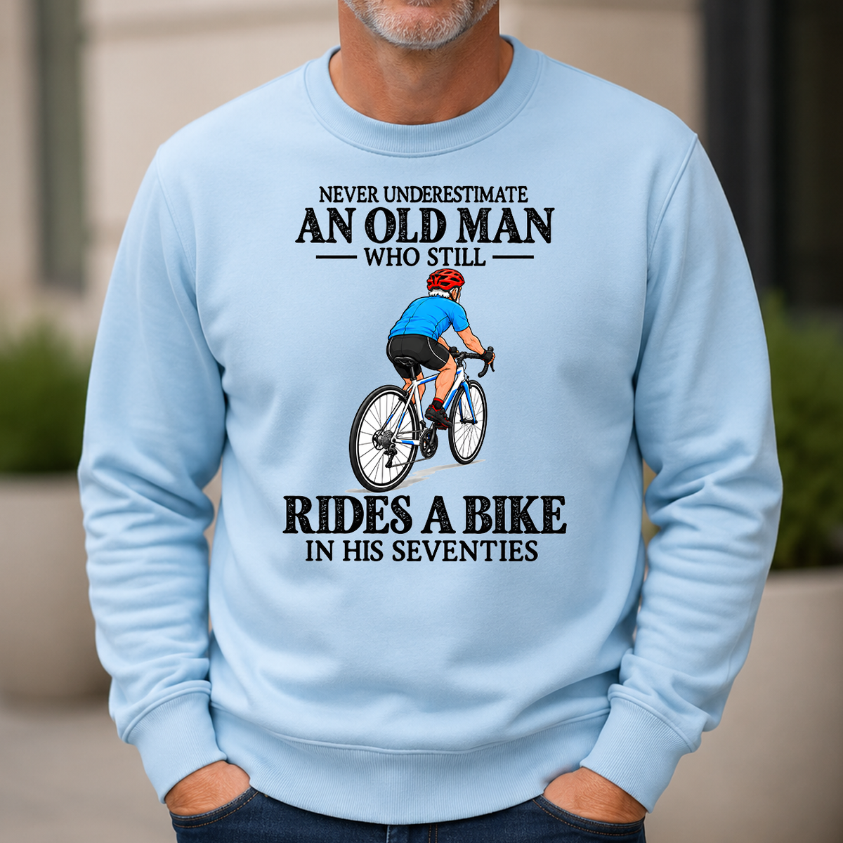 An Old Man Still Rides A Bike In His Seventies - 6-CS2D-LightBlue