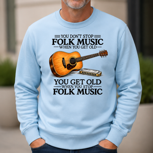 Don't Stop Playing Folk Music Vintage Art - 6-CS2D-LightBlue