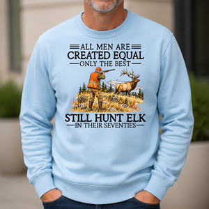 All Men Are Created Equal Elk Hunting 70s - 6-CS2D-LightBlue
