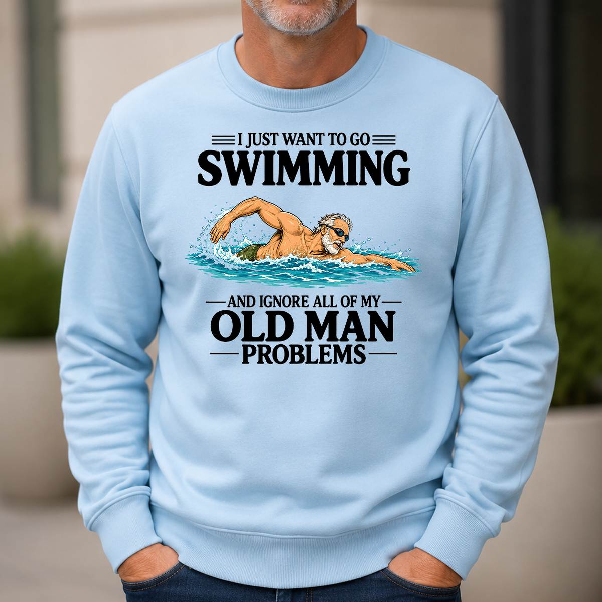 I Just Want To Go Swimming Vintage - 6-CS2D-LightBlue