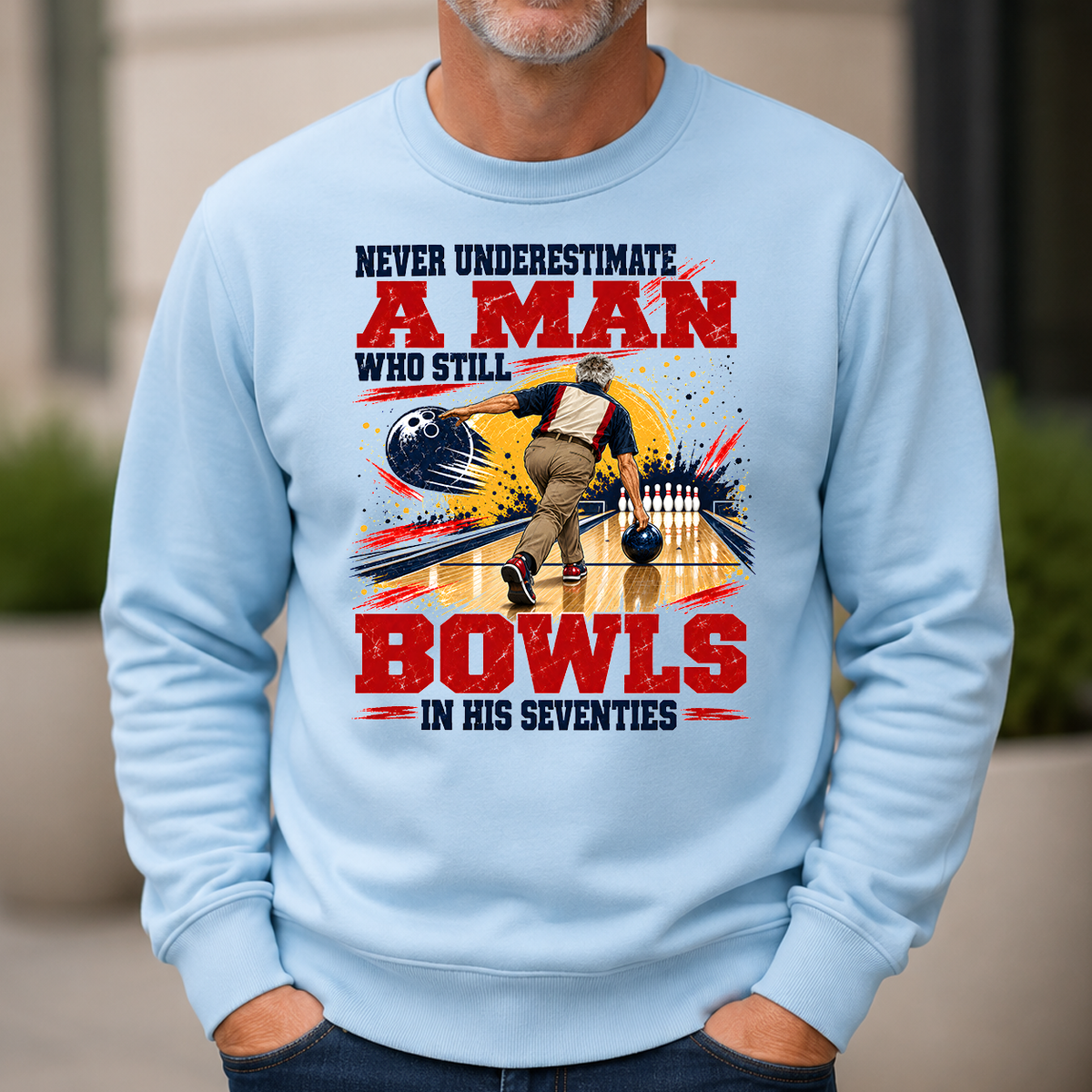 A Man Still Bowls In His 70s - 6-CS2D-LightBlue