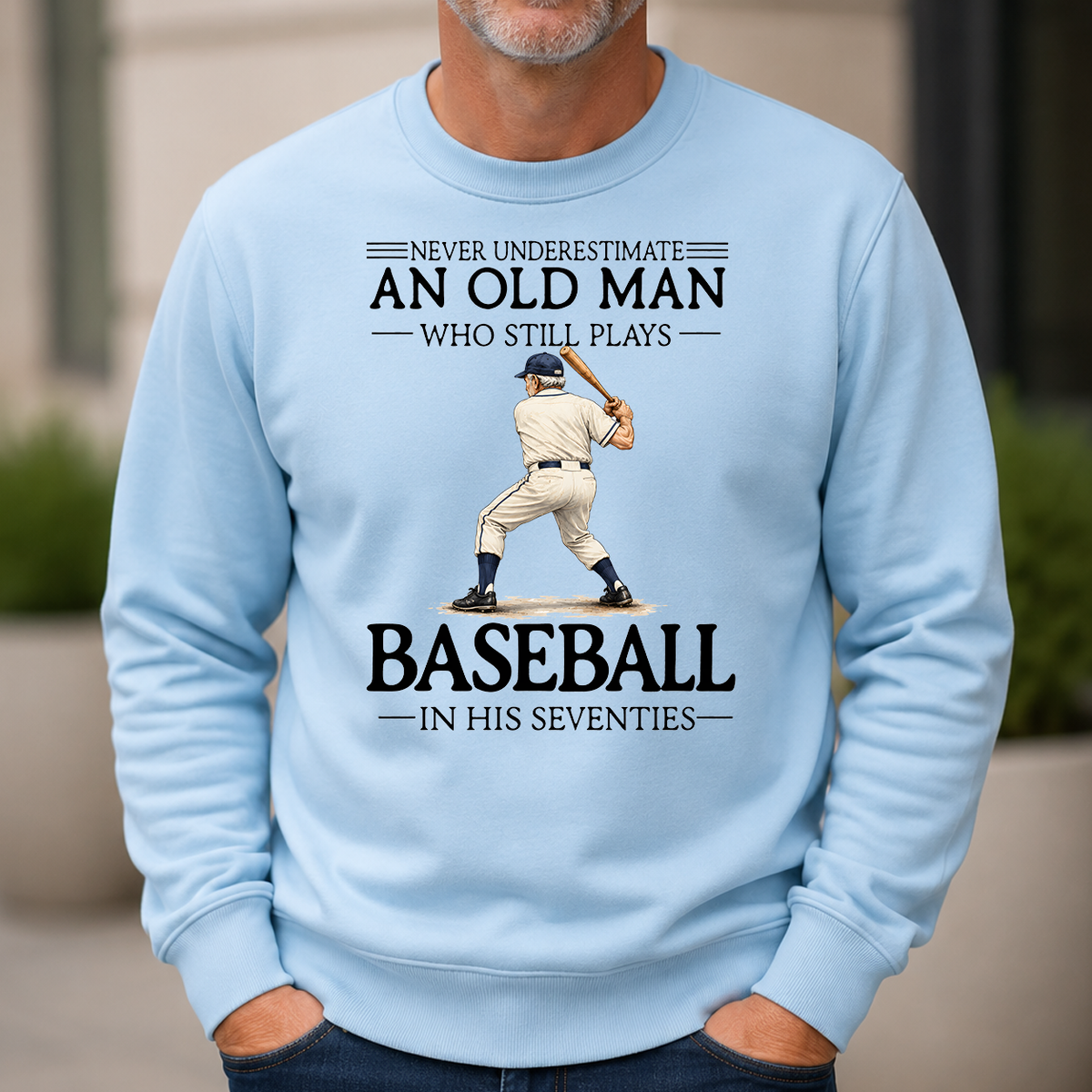 An Old Man Who Still Plays Baseball In His Seventies - 6-CS2D-LightBlue