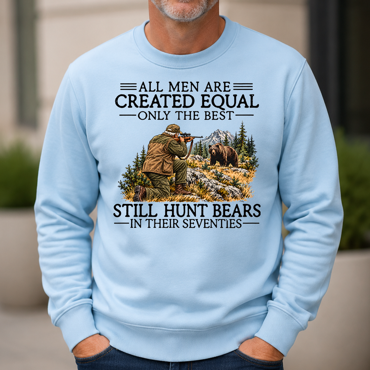 All Men Are Created Equal Deer Hunting 70s - 6-CS2D-LightBlue