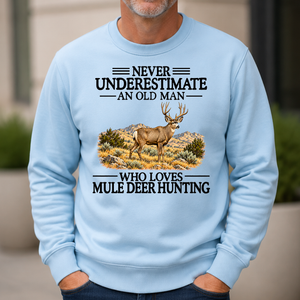Never Underestimate An Old Man Who Loves Mule Deer Hunting - 6-CS2D-LightBlue