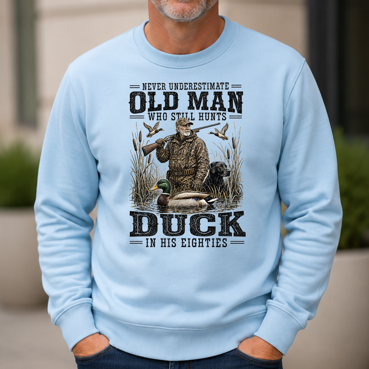 Old Man Hunting Duck In His Eighties - 6-CS2D-LightBlue