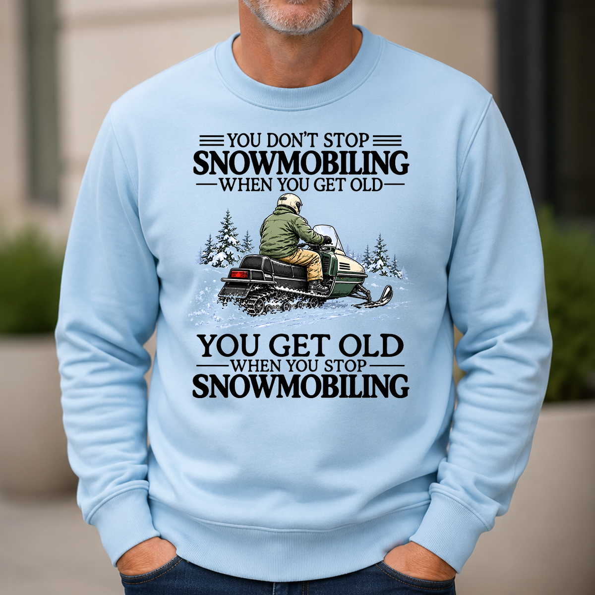 Don't Stop Snowmobiling Vintage Art - 6-CS2D-LightBlue