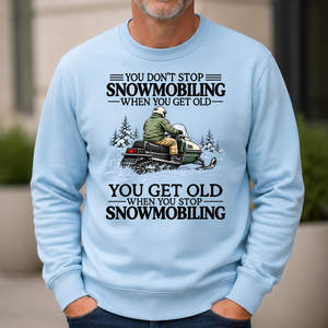 Don't Stop Snowmobiling Vintage Art - 6-CS2D-LightBlue