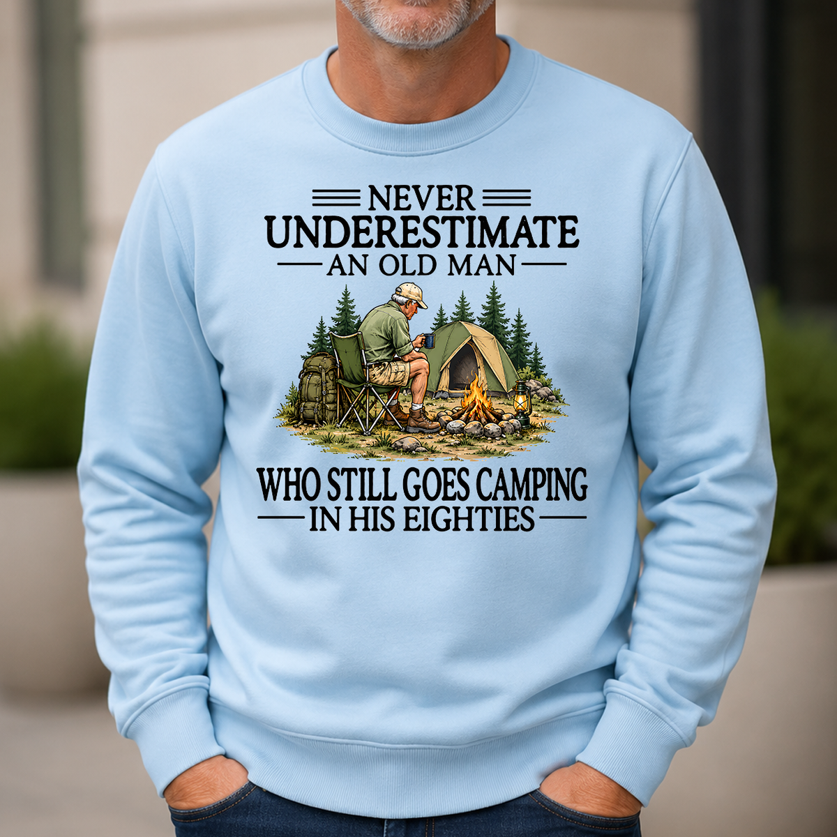 Never Underestimate An Old Man Camping 80s - 6-CS2D-LightBlue