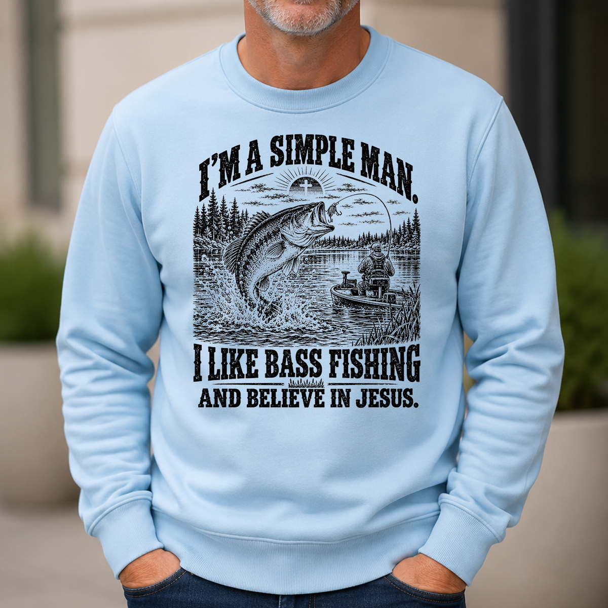 I like Bass Fishing Believe In Jesus - 6-CS2D-LightBlue