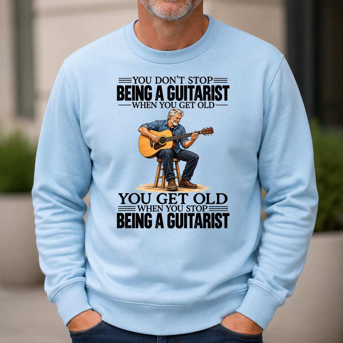 Vintage You Get Old When You Stop Being A Guitarist - 6-CS2D-LightBlue