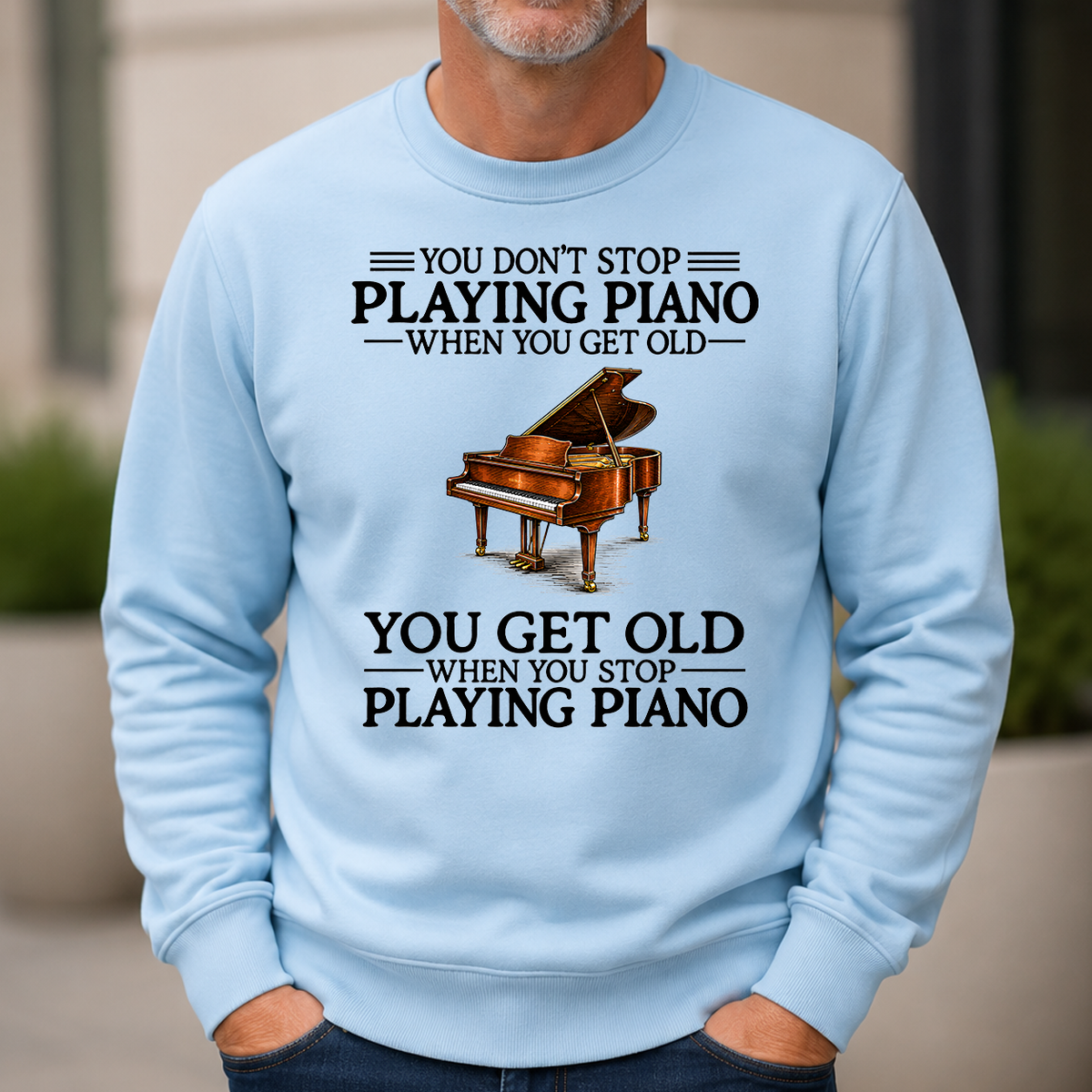 Don't Stop Playing Piano Vintage Art - 6-CS2D-LightBlue