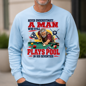 A Man Still Plays Pool In His 70s - 6-CS2D-LightBlue