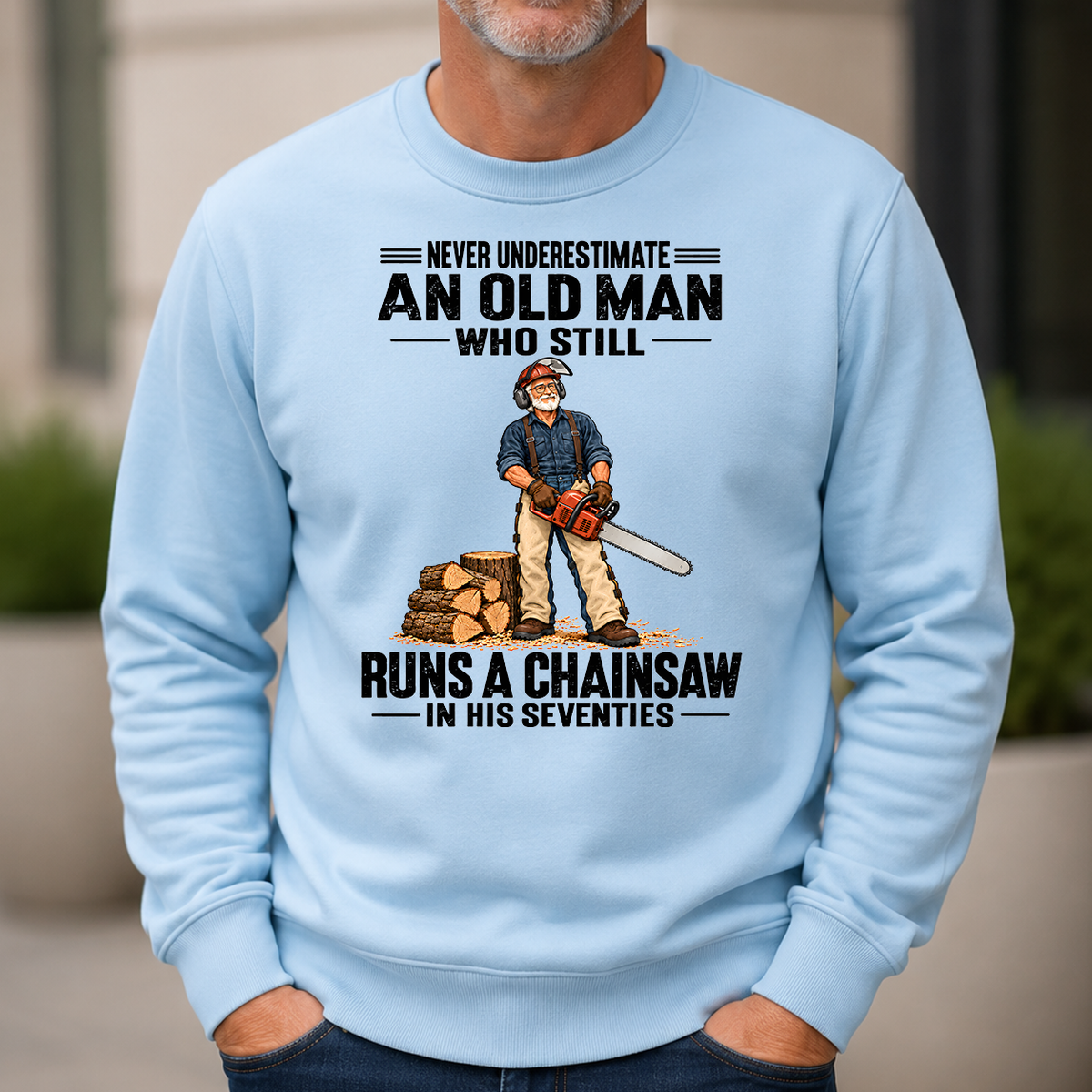 An Old Man Still Runs A Chainsaw In His 70s - 6-CS2D-LightBlue