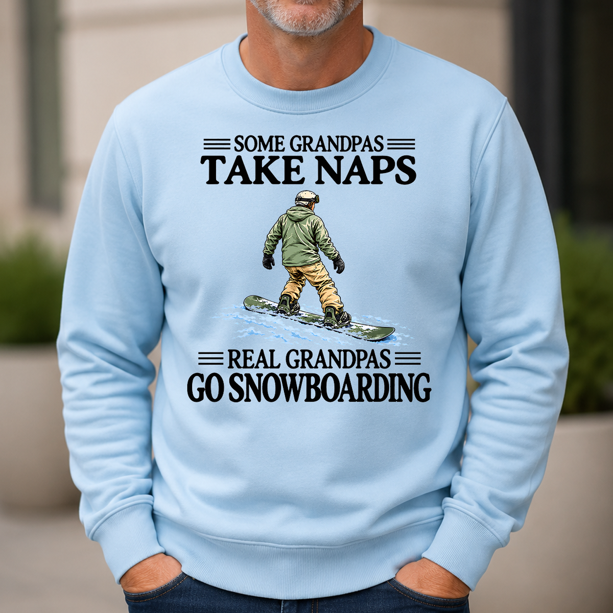 Real Grandpas Go Snowboarding Vintage - 6-CS2D-LightBlue