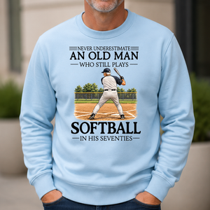 An Old Man Who Still Plays Softball In His Seventies - 6-CS2D-LightBlue