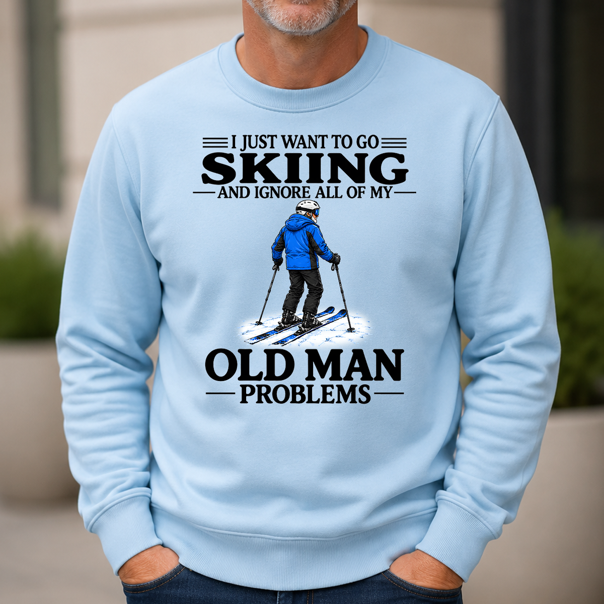 I Just Want To Go Skiing Vintage - 6-CS2D-LightBlue