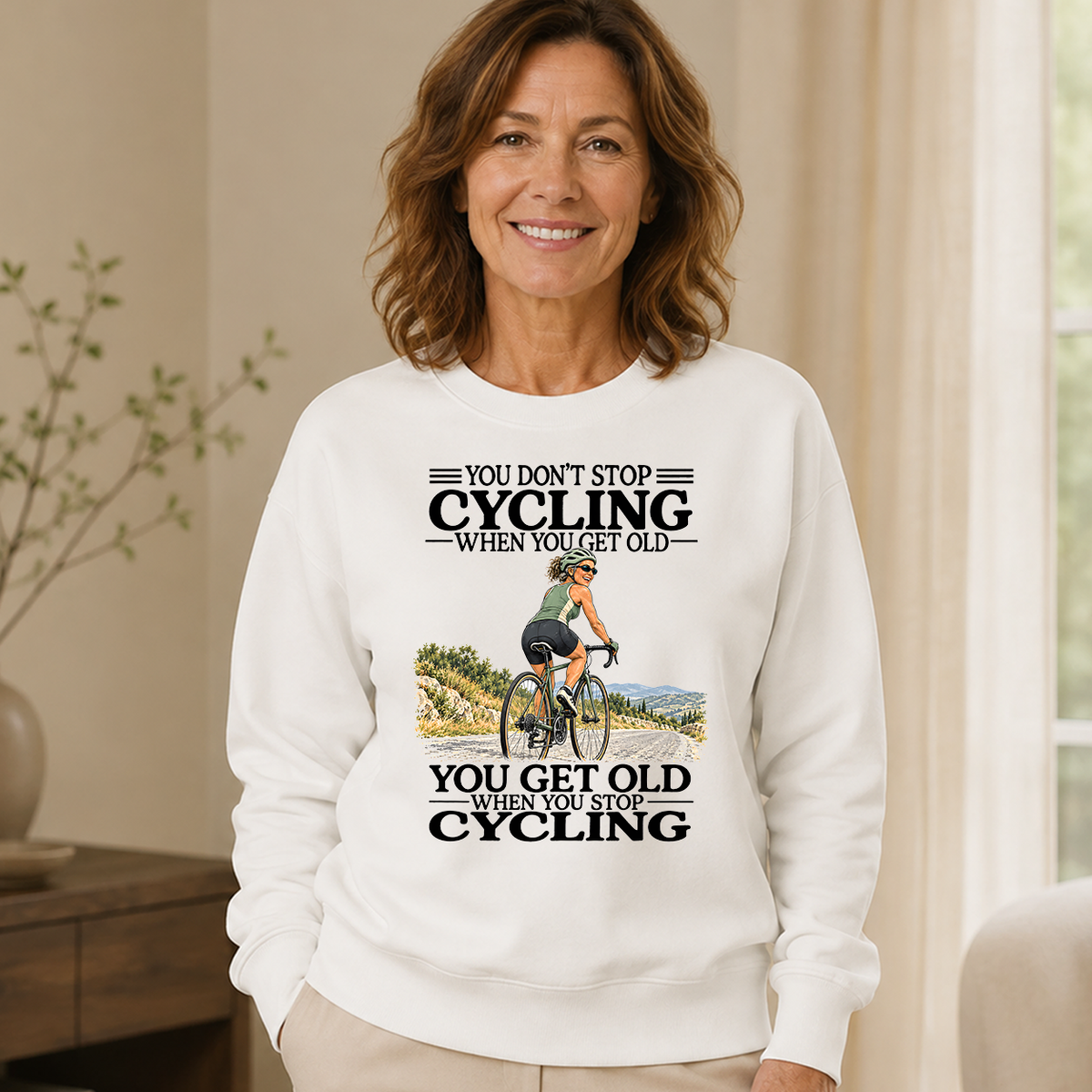 Don't Stop Cycling - 6-CS2D-White