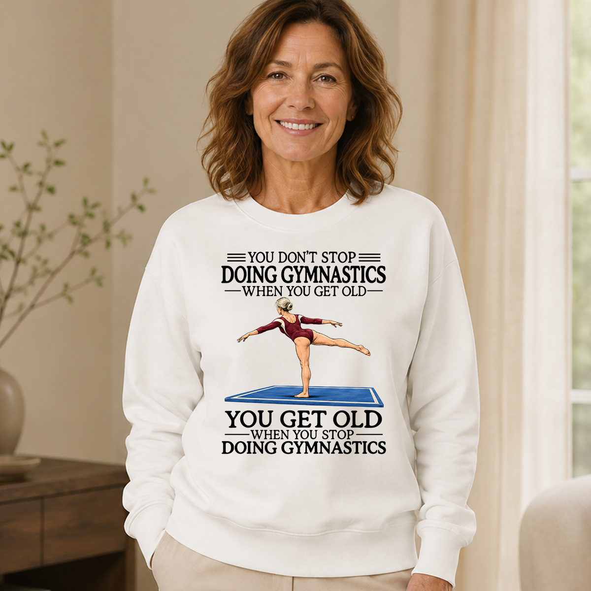 Don't Stop Doing Gymnastics Woman - 6-CS2D-White