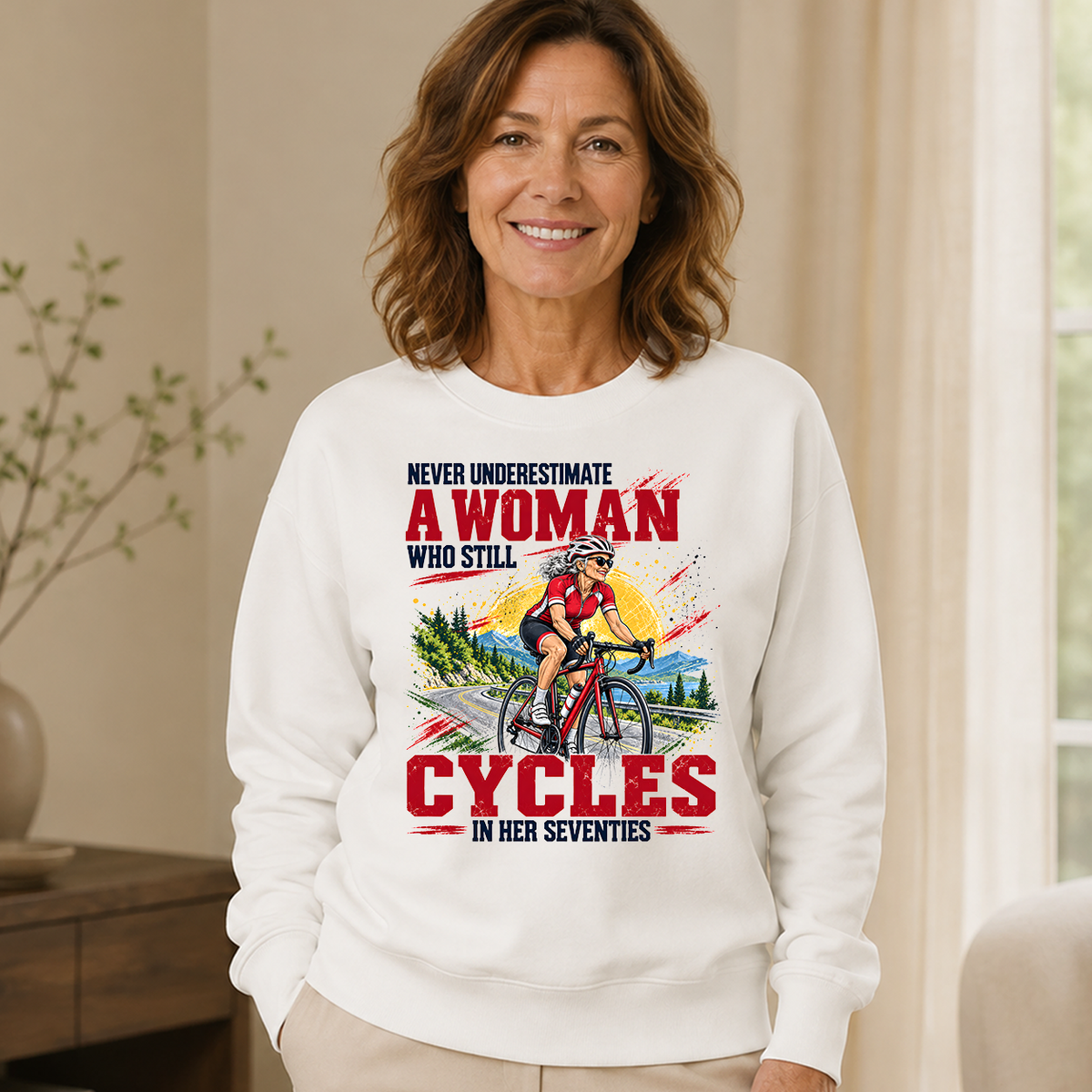 A Woman Still Cycles In Her 70s - 6-CS2D-White
