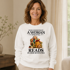 Funny A Woman Still Reads In Her Seventies - 6-CS2D-White