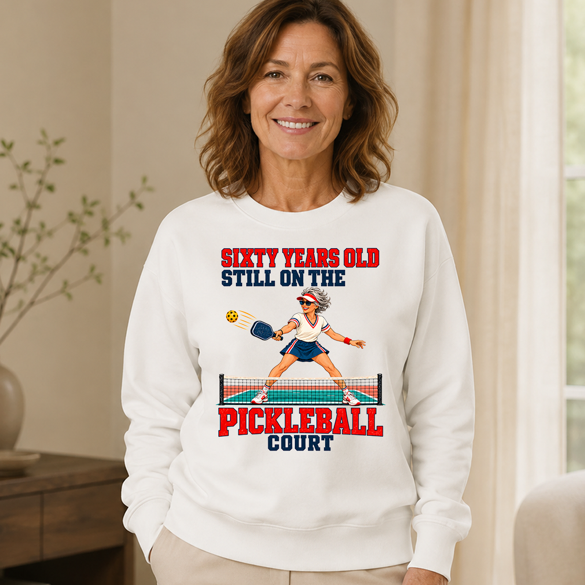 Sixty Years Old, Still On The Pickleball Court - 6-CS2D-White