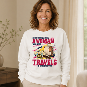 A Woman Still Travels In Her Seventies - 6-CS2D-White
