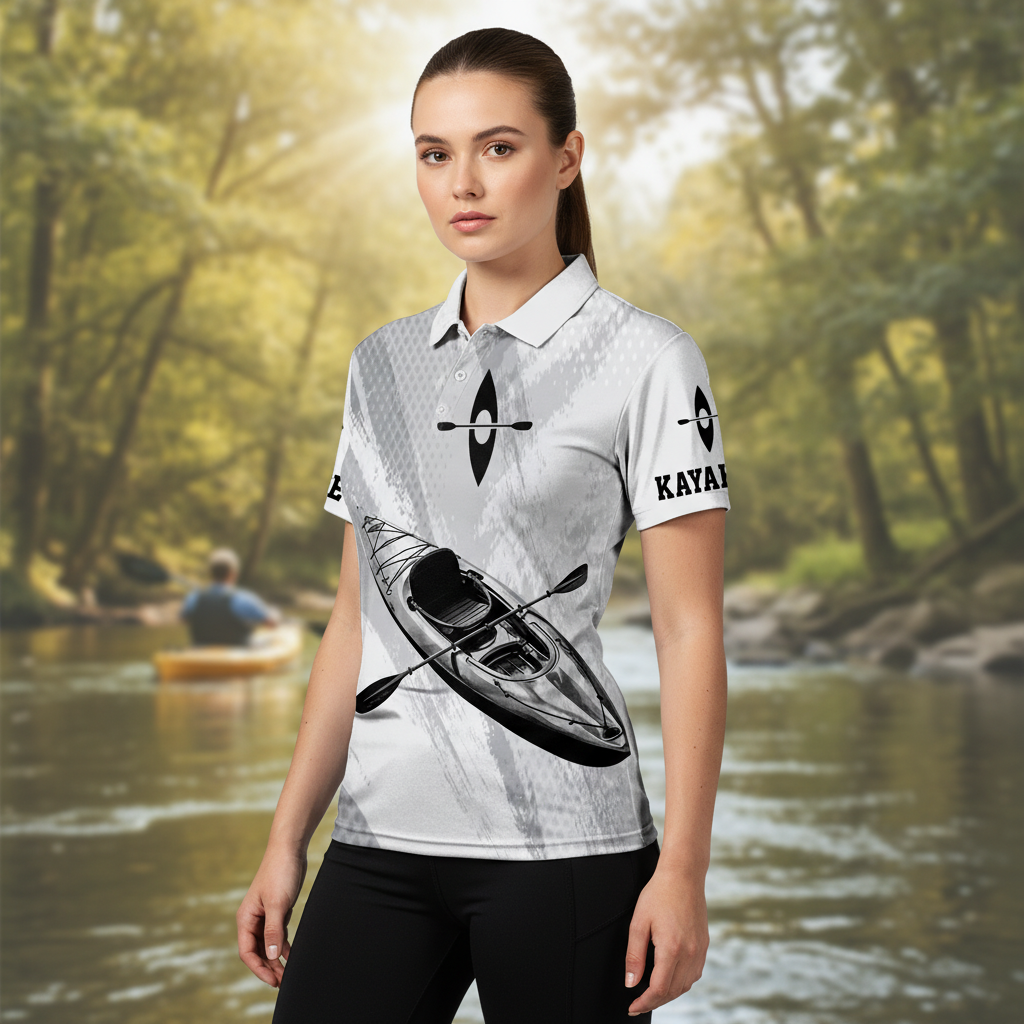Custom Name Kayaking Black And White All Over Print Shirt
